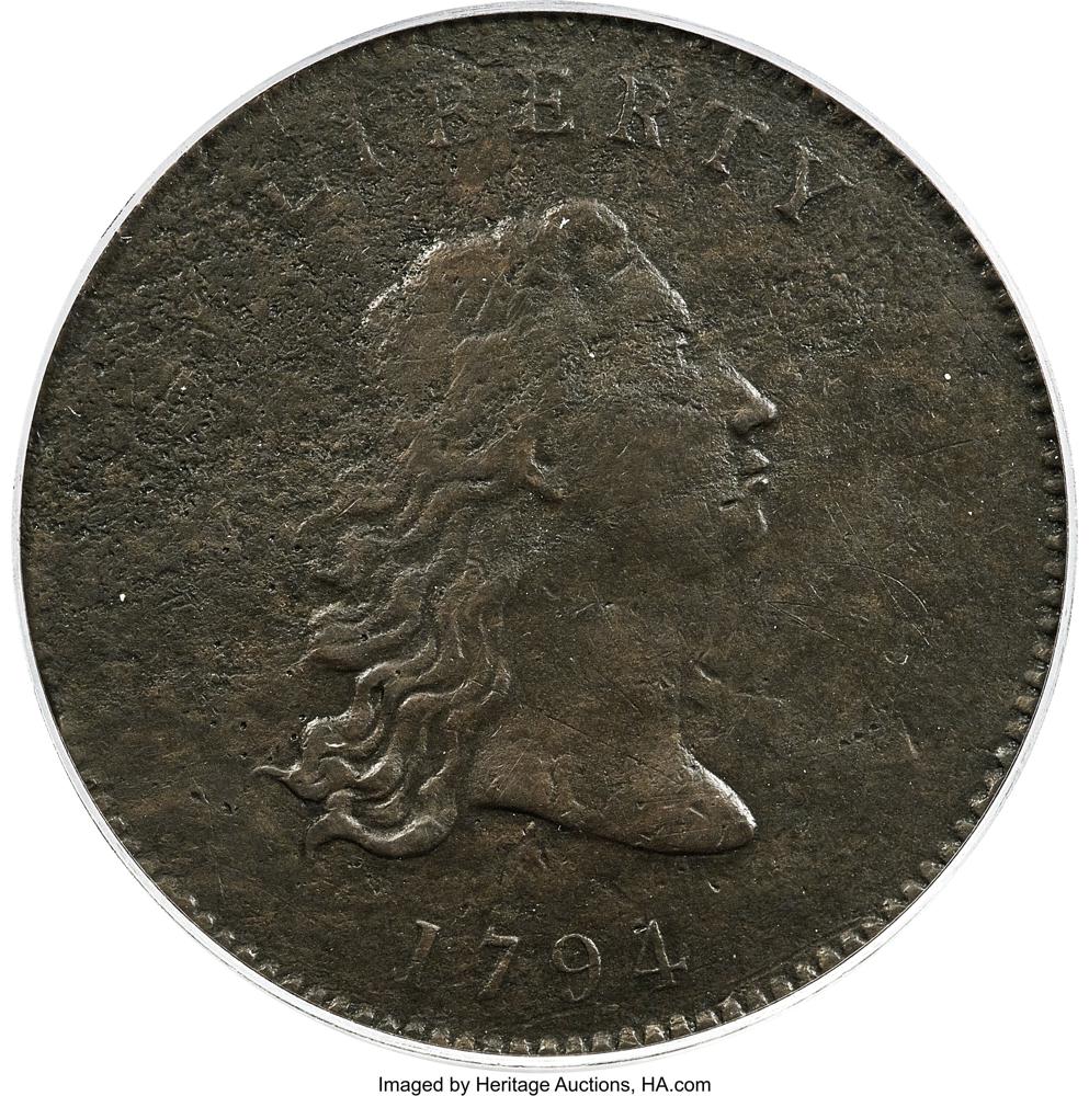 A piece of copper that was struck by the U.S. Mint in Philadelphia in 1794 and was a prototype for the fledgling nation’s money will go up for auction Friday